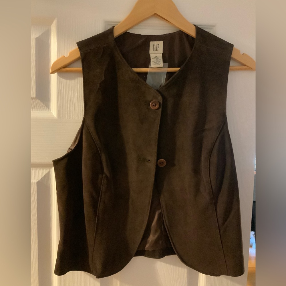 Vintage GAP Women's Dark Brown Suede Vest